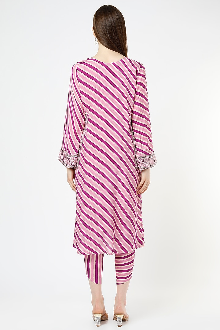 Purple Leheriya Printed Kurta Set by 17:17 at Pernia's Pop Up Shop
