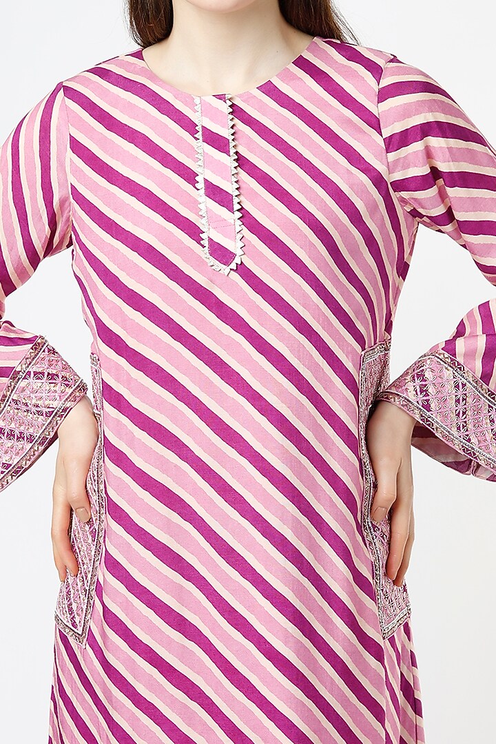 Purple Leheriya Printed Kurta Set by 17:17 at Pernia's Pop Up Shop