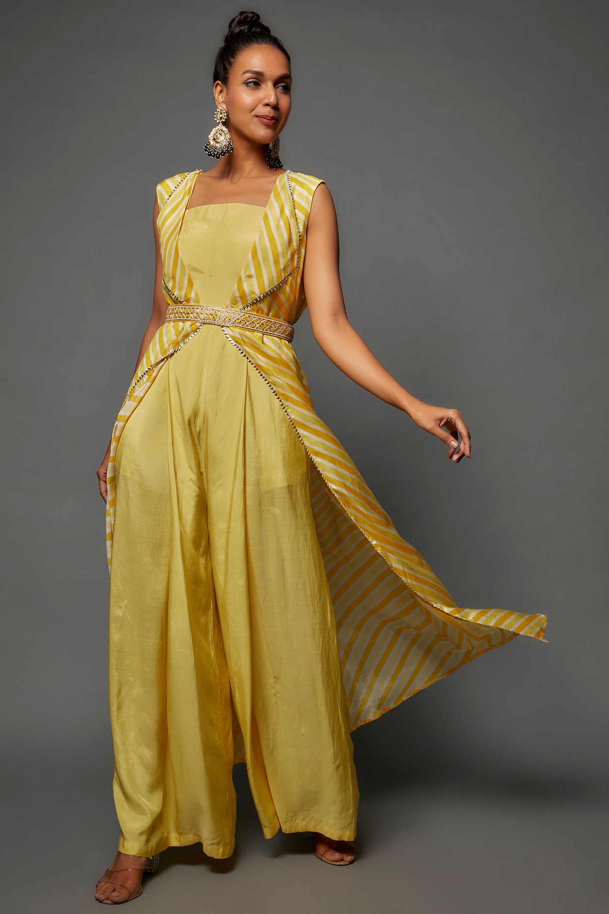 Yellow jumpsuit new arrivals with jacket