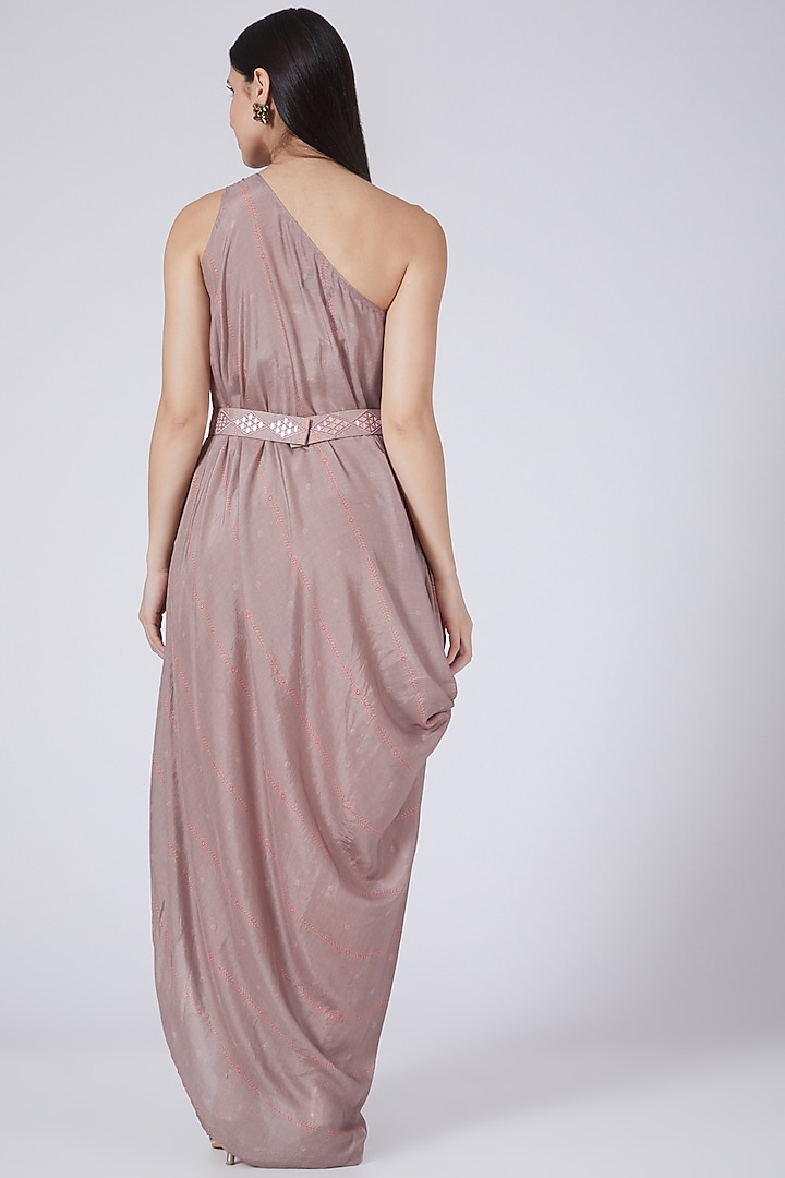 Lilac Printed Cowl Vacation Dress With Belt by 17:17 at Pernia's Pop Up Shop