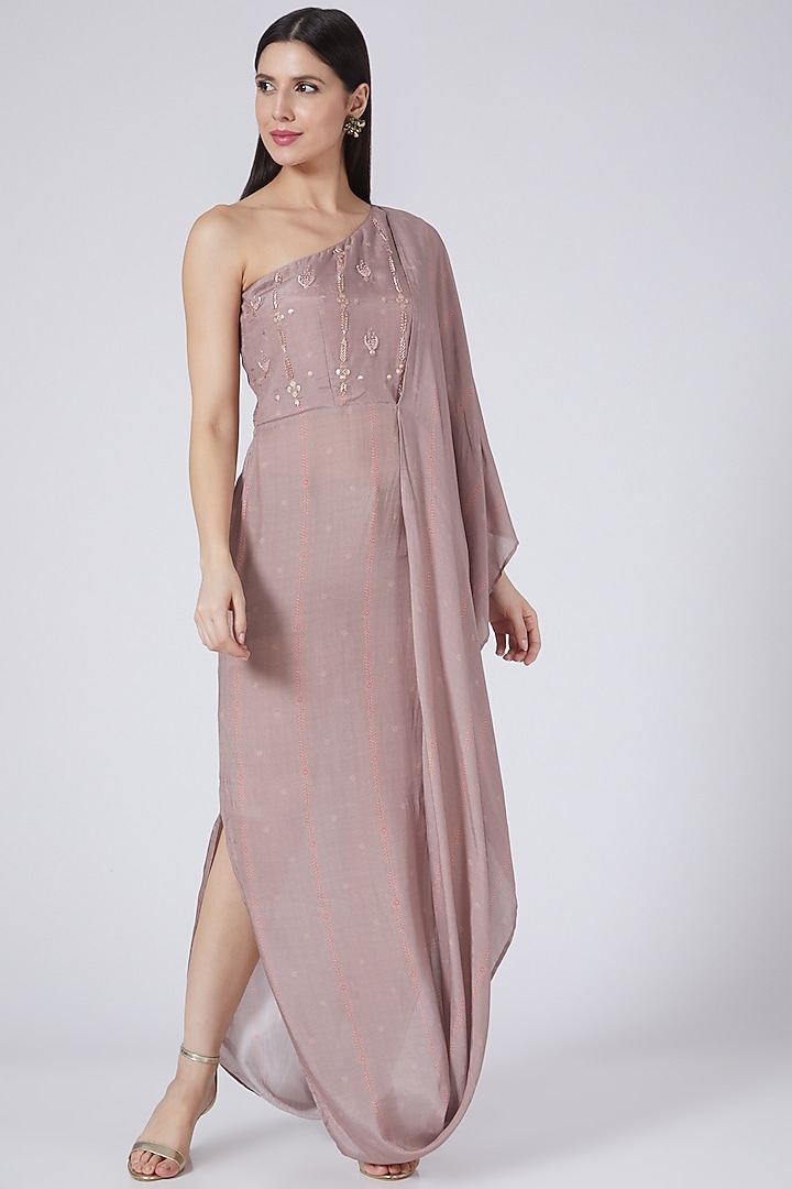 Lilac Printed One Shoulder Vacation Dress by 17:17 at Pernia's Pop Up Shop