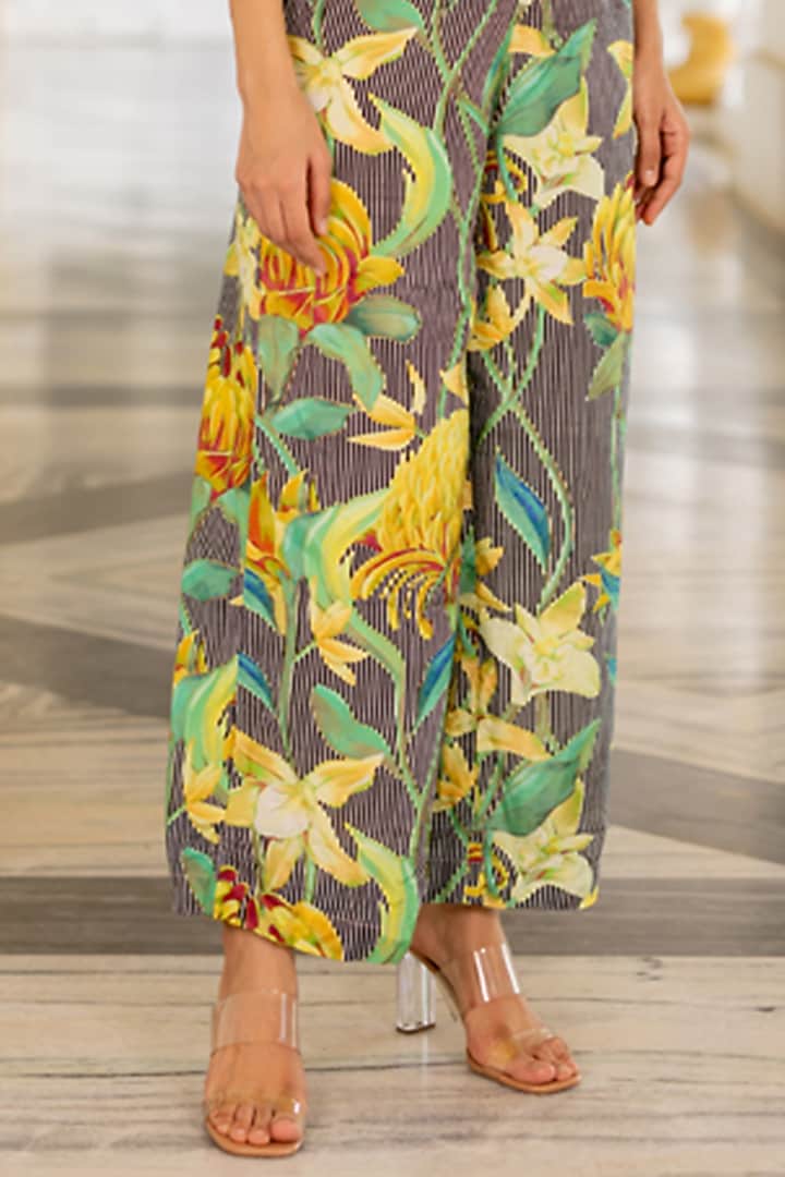 Yellow Cotton Silk Floral Printed Co-Ord Set by 17:17 at Pernia's Pop Up Shop