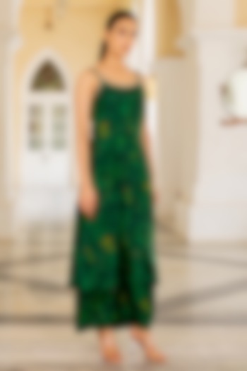 Green Cotton Silk Floral Printed A-Line Kurta Set by 17:17 at Pernia's Pop Up Shop