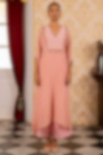 Pink Crushed Shimmer Bib Kaftan Set by 17:17 at Pernia's Pop Up Shop