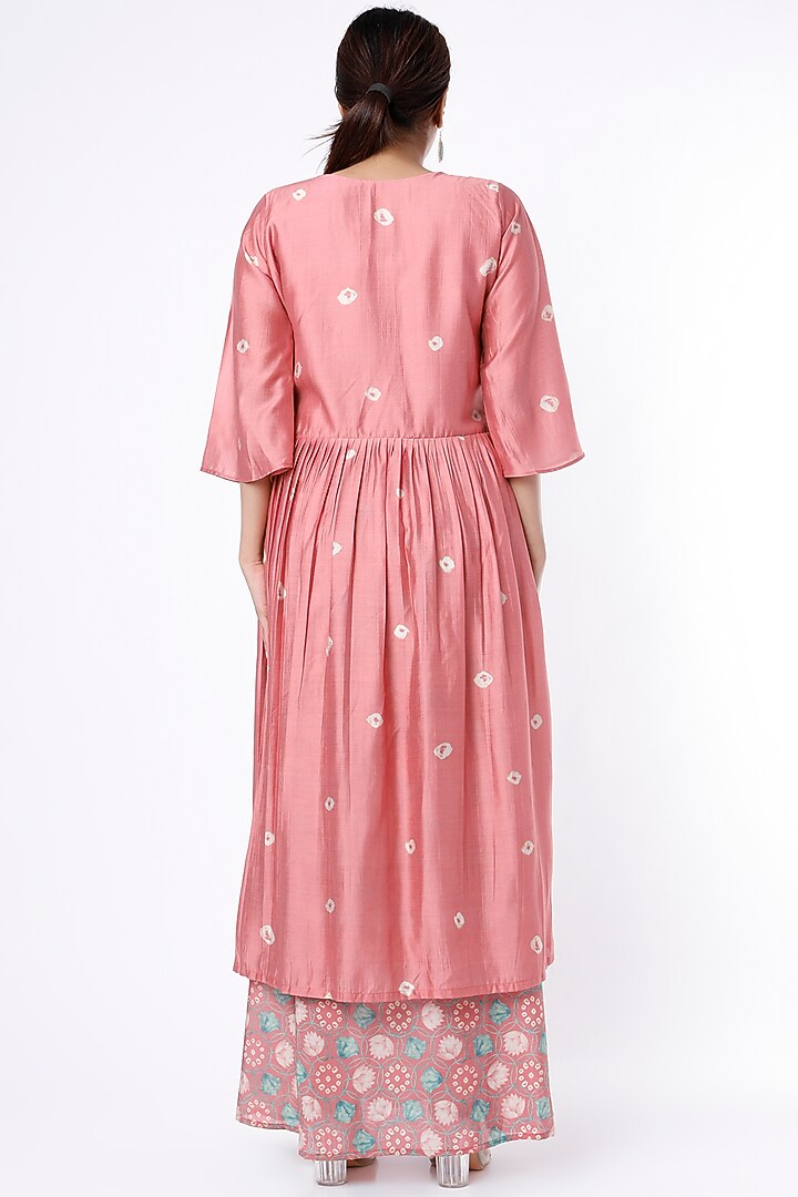 Pink Tussar Silk Vacation Dress With Jacket by 17:17 at Pernia's Pop Up Shop