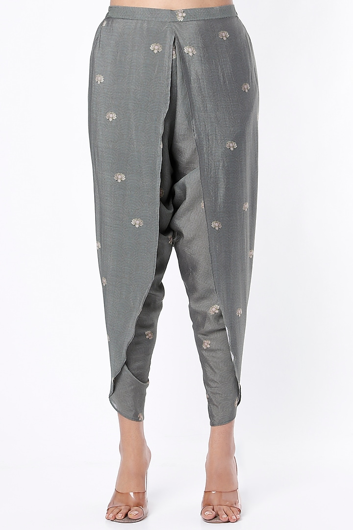 Grey Asymmetrical Embroidered Kurta Set by 17:17 at Pernia's Pop Up Shop