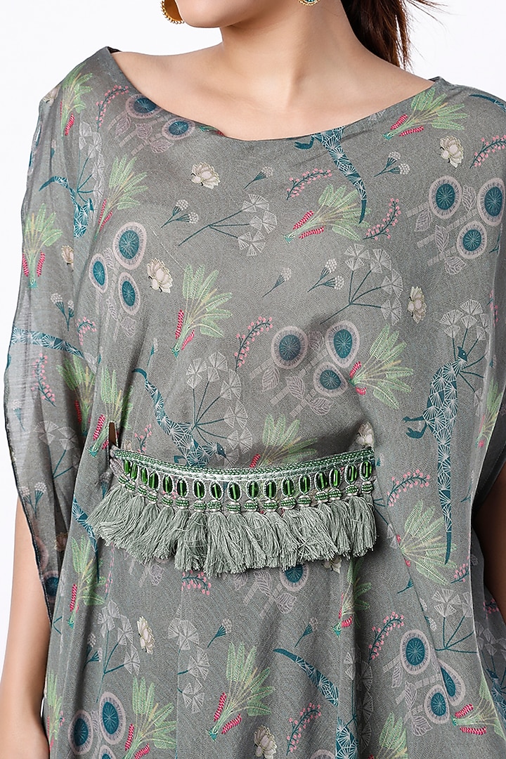 Grey Asymmetrical Embroidered Kurta Set by 17:17 at Pernia's Pop Up Shop