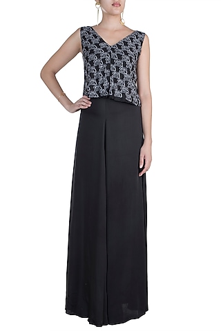 Black Embroidered Maxi Dress by In my clothes by Shruti S