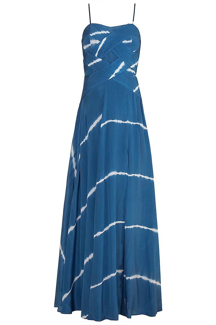 Cerulean Blue Tie-Dye Maxi Dress by In my clothes by Shruti S
