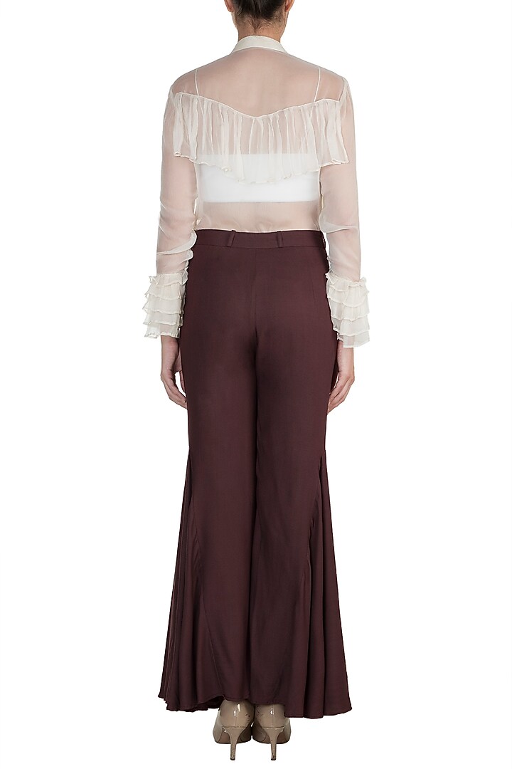 Chocolate Brown Bell-Bottom Pants by In my clothes by Shruti S at Pernia's Pop Up Shop