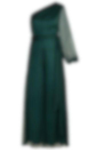 Teal Green One Shoulder Jumpsuit by In my clothes by Shruti S