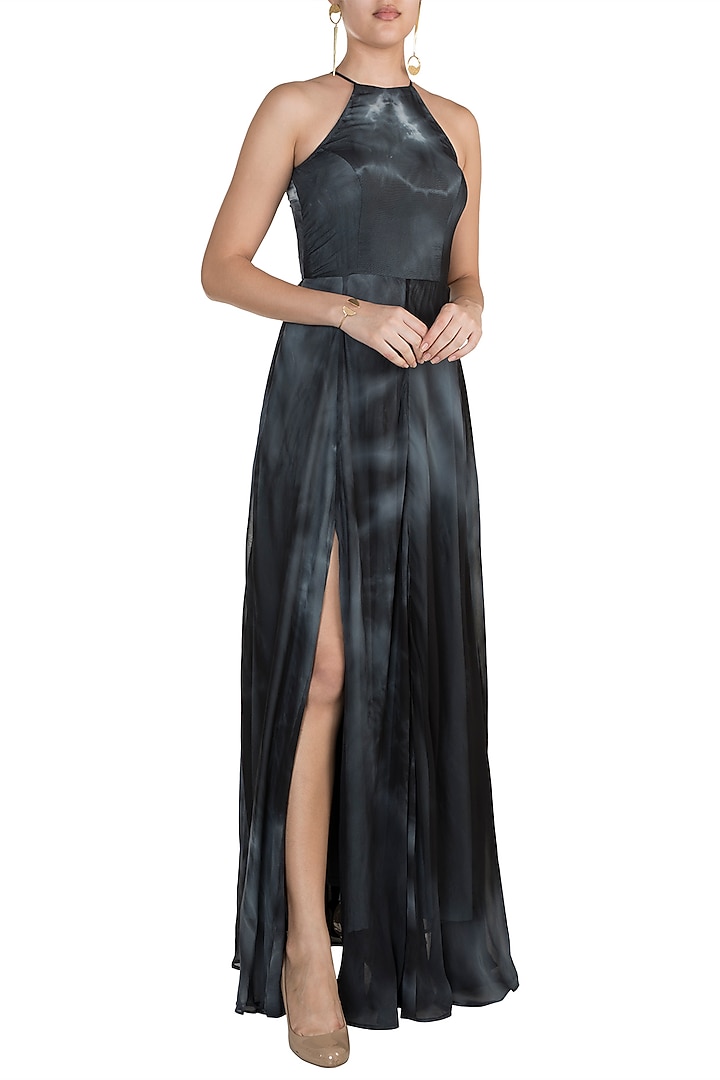 Black Tie-Dye Halter Neck Maxi Summer Dress by In my clothes by Shruti S at Pernia's Pop Up Shop