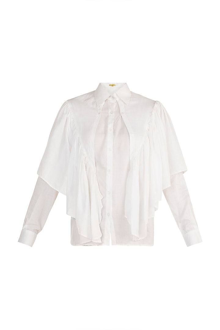 White Ruffled Shirt by In my clothes by Shruti S