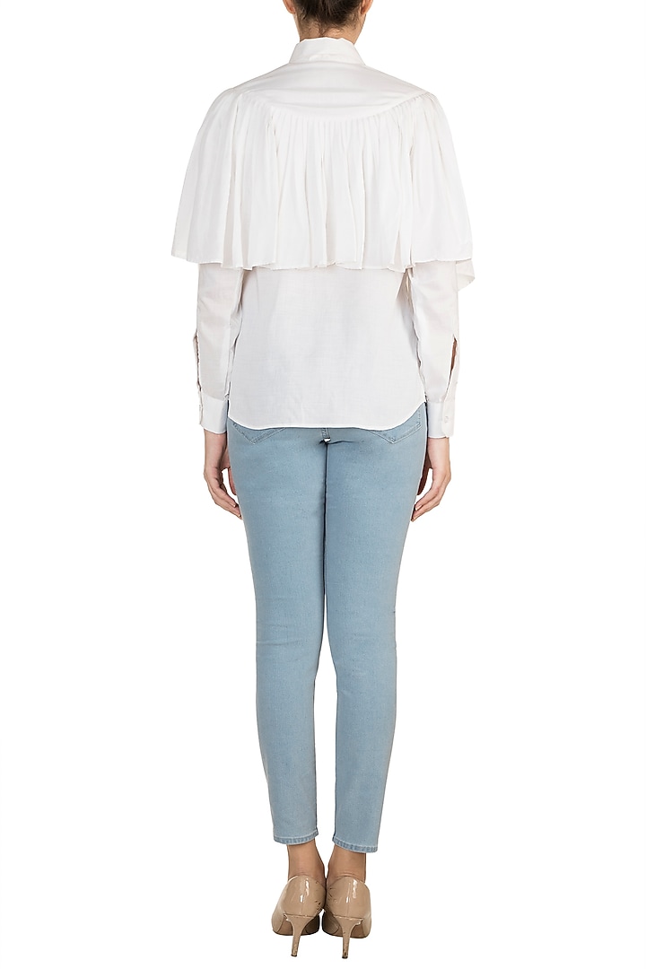 White Ruffled Shirt by In my clothes by Shruti S at Pernia's Pop Up Shop