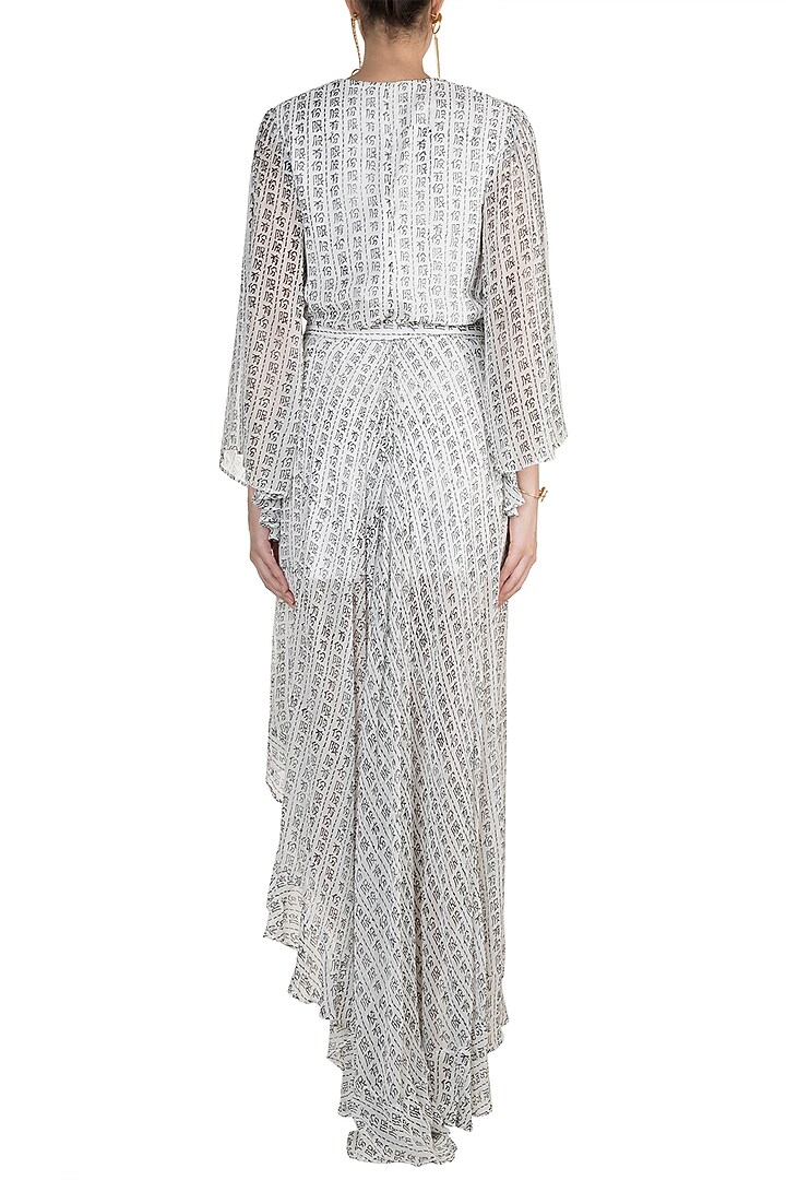 White Hand Painted Wrap Vacation Dress by In my clothes by Shruti S at Pernia's Pop Up Shop