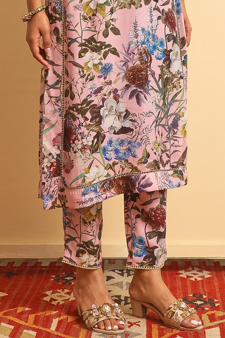 Pink Silk Bemberg Kurta Set by Sage Saga at Pernia's Pop Up Shop