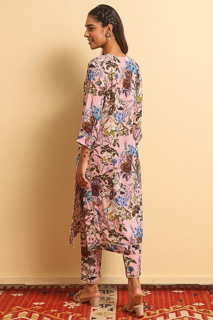 Pink Silk Bemberg Kurta Set by Sage Saga at Pernia's Pop Up Shop