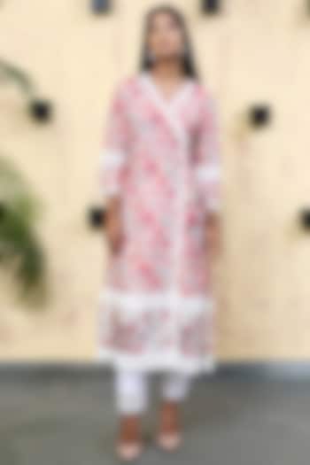 Pink Printed Kurta With Handmade Tassels by Sage Saga at Pernia's Pop Up Shop