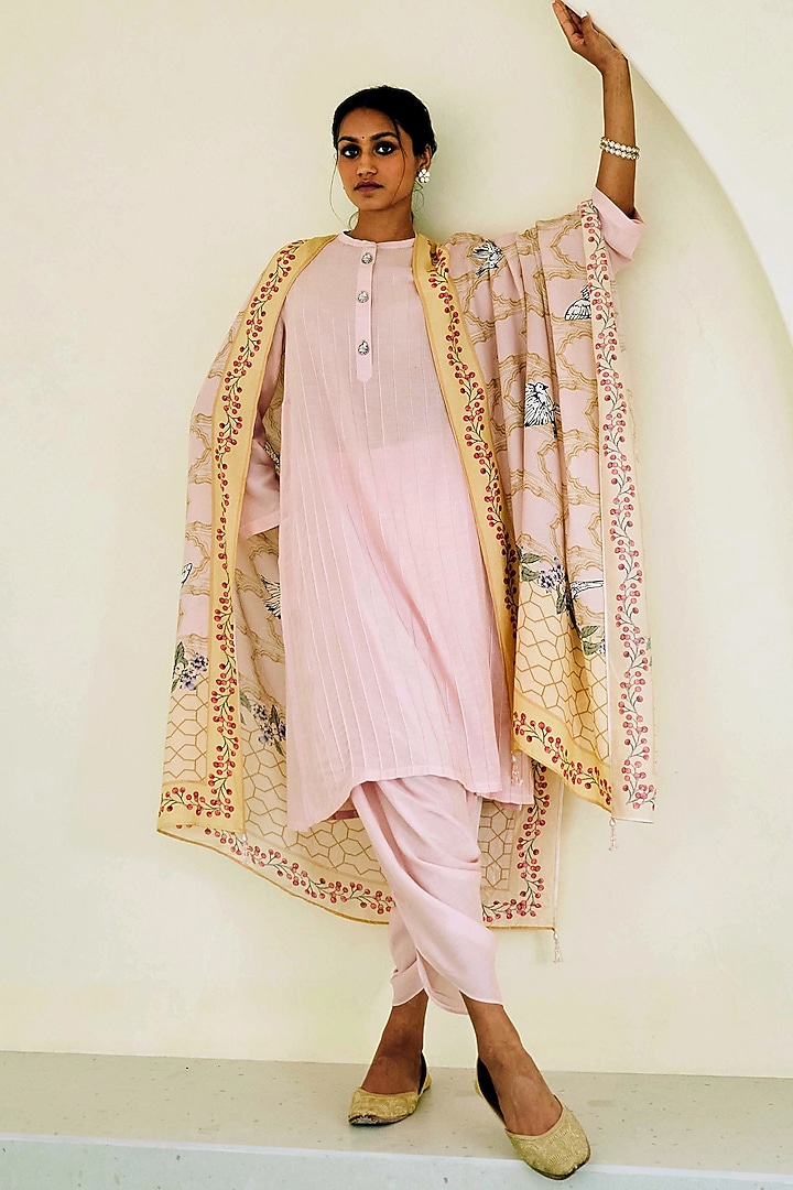 Pink Bemberg Kurta Set by Sage Saga at Pernia's Pop Up Shop