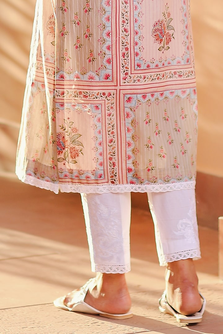 Ivory Embroidered Palazzo Pants by Sage Saga at Pernia's Pop Up Shop