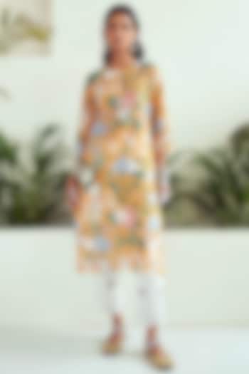 Yellow Lawn Cotton Printed Kurta by Sage Saga at Pernia's Pop Up Shop