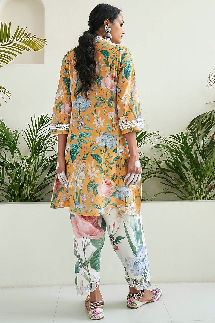 Yellow Lawn Cotton Printed Tunic by Sage Saga at Pernia's Pop Up Shop