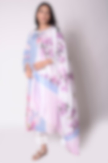 Sky Blue Placement Printed Kurta With Dupatta by Sage Saga at Pernia's Pop Up Shop