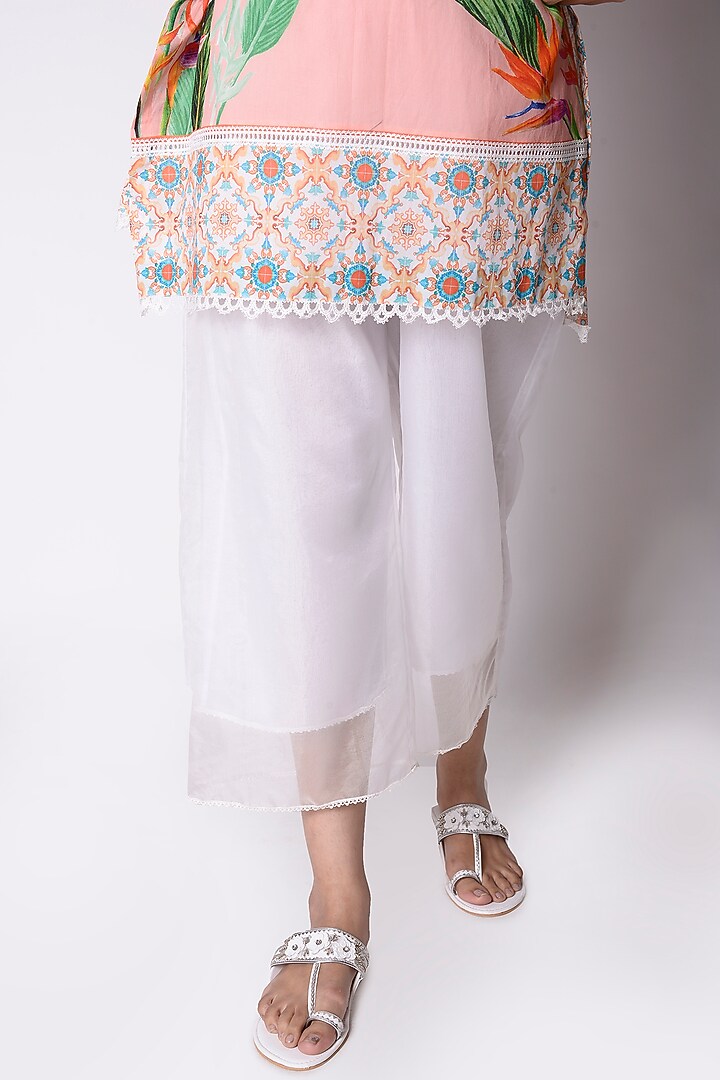 White Palazzo Pants With Lace Edging by Sage Saga at Pernia's Pop Up Shop