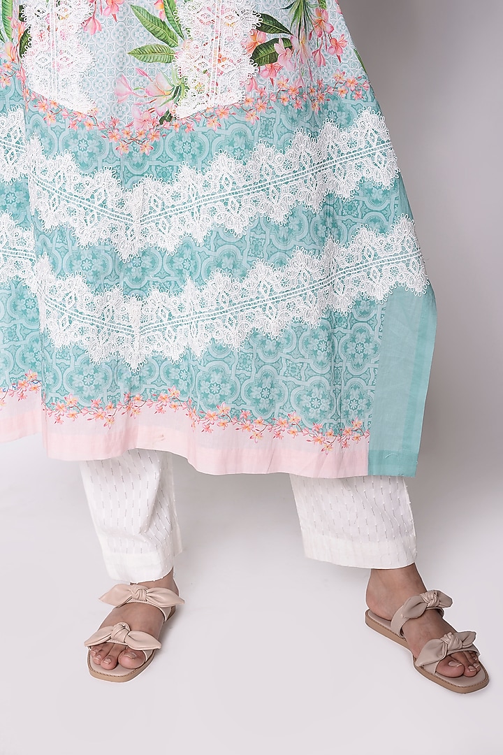 White Palazzo Pants With Textured Weaving by Sage Saga at Pernia's Pop Up Shop