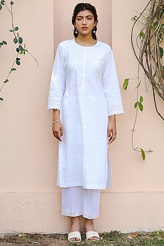 Ivory Lawn Cotton Pants by Sage Saga