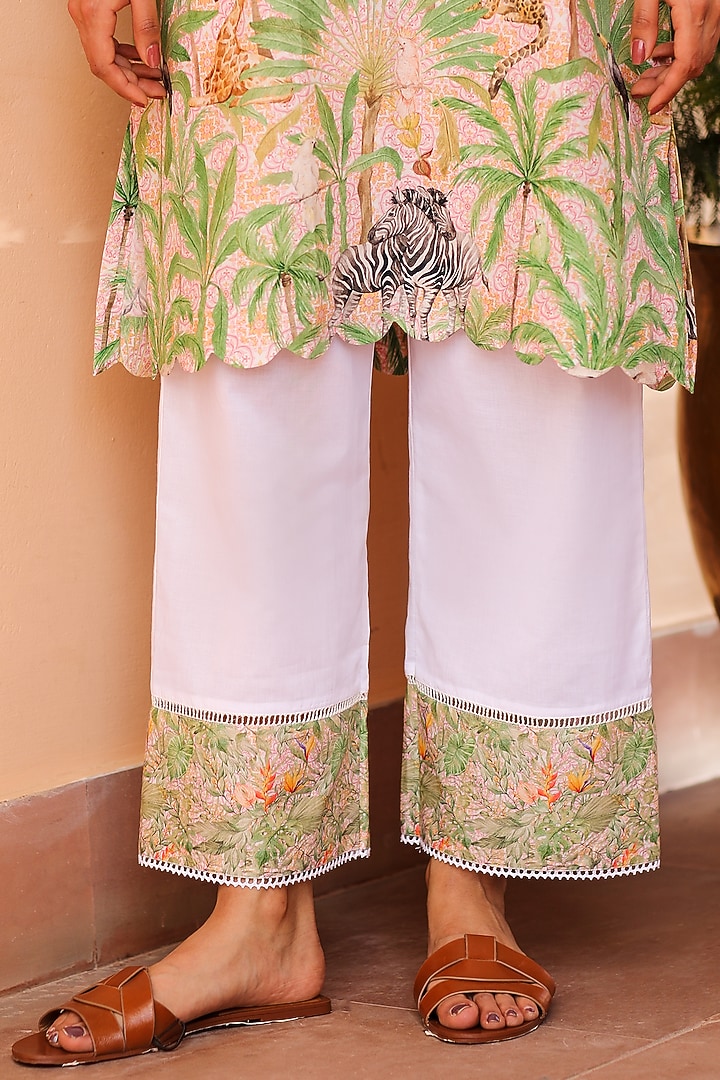 Ivory Cotton Straight Palazzo Pants by Sage Saga at Pernia's Pop Up Shop