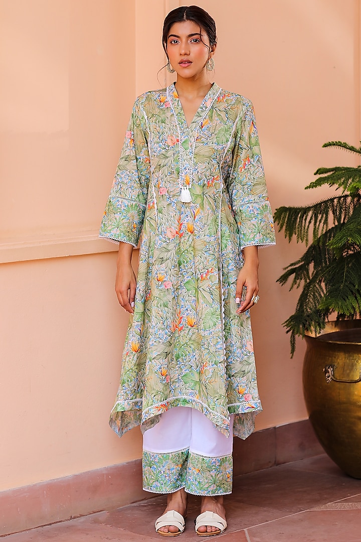 Ivory Lawn Cotton Palazzo Pants by Sage Saga at Pernia's Pop Up Shop