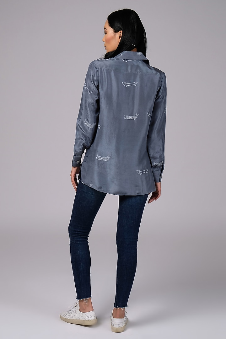 Grey Block Printed Shirt by Sage Saga at Pernia's Pop Up Shop