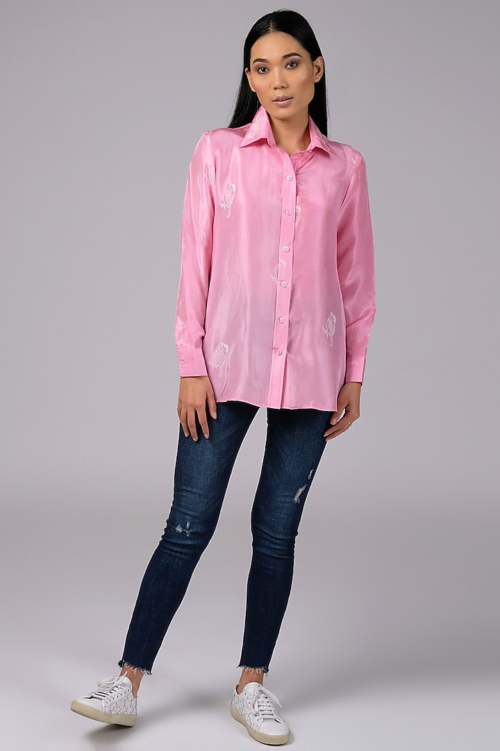 Blush Pink Printed Shirt by Sage Saga