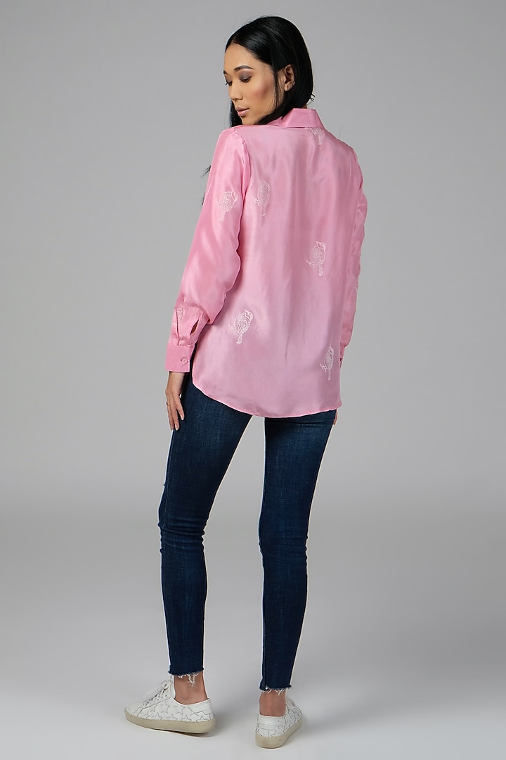 Blush Pink Printed Shirt by Sage Saga at Pernia's Pop Up Shop