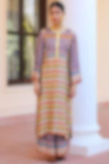 Multi-Coloured Satin Silk Kurta by Sage Saga at Pernia's Pop Up Shop