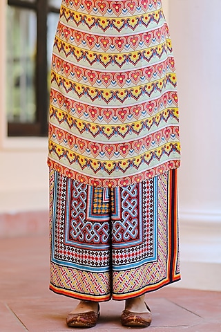 Multi-Coloured Digital Printed Palazzo Pants by Sage Saga