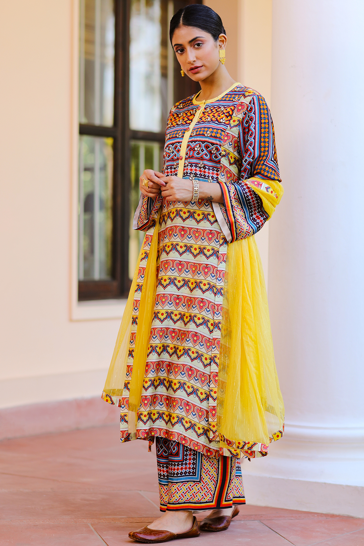 Multi-Coloured Abstract Digital Printed Kurta Set by Sage Saga at Pernia's Pop Up Shop