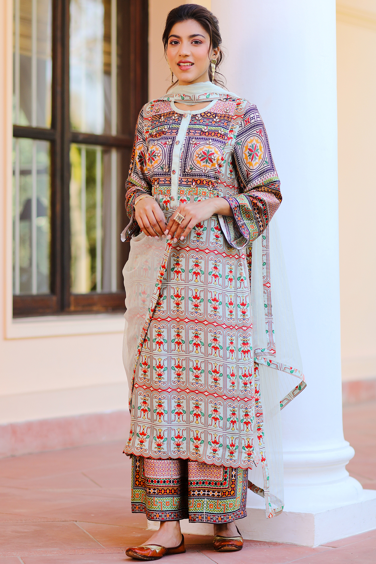 Multi-Coloured Silk Digital Printed Kurta Set by Sage Saga at Pernia's Pop Up Shop