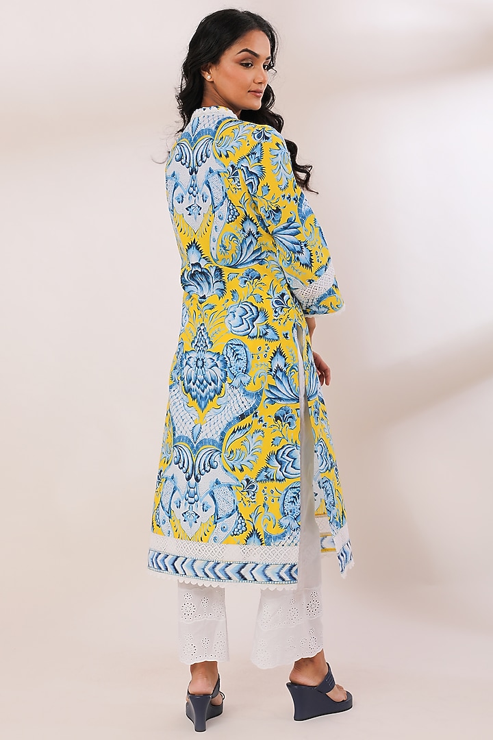 Yellow Digital Printed Kurta Set by Sage Saga at Pernia's Pop Up Shop