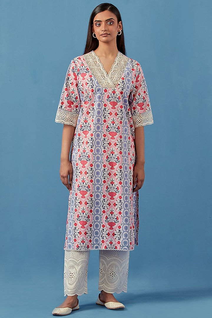 Pink Lawn Cotton Kurta Set by Sage Saga at Pernia's Pop Up Shop
