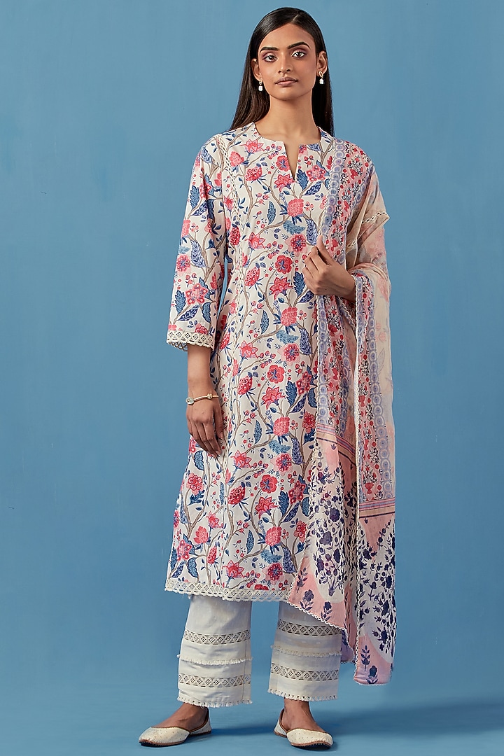 Ivory Lawn Cotton Kurta Set by Sage Saga at Pernia's Pop Up Shop