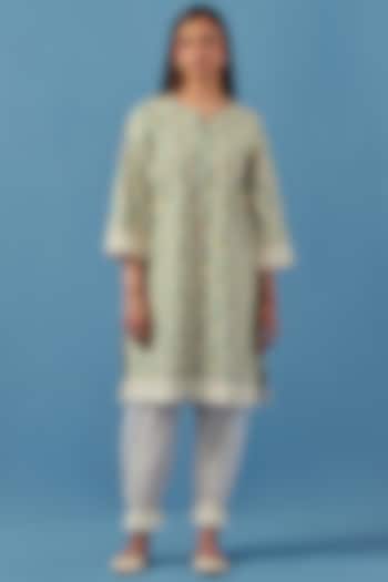 Lemon Lawn Cotton Kurta Set by Sage Saga at Pernia's Pop Up Shop