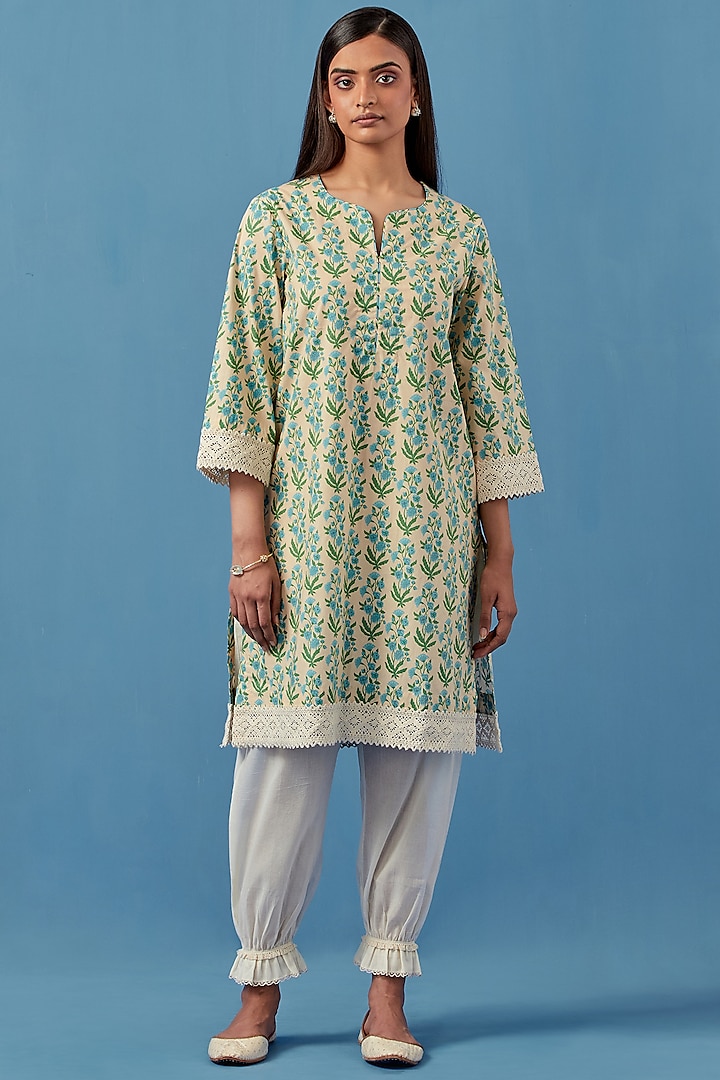 Lemon Lawn Cotton Kurta Set by Sage Saga at Pernia's Pop Up Shop