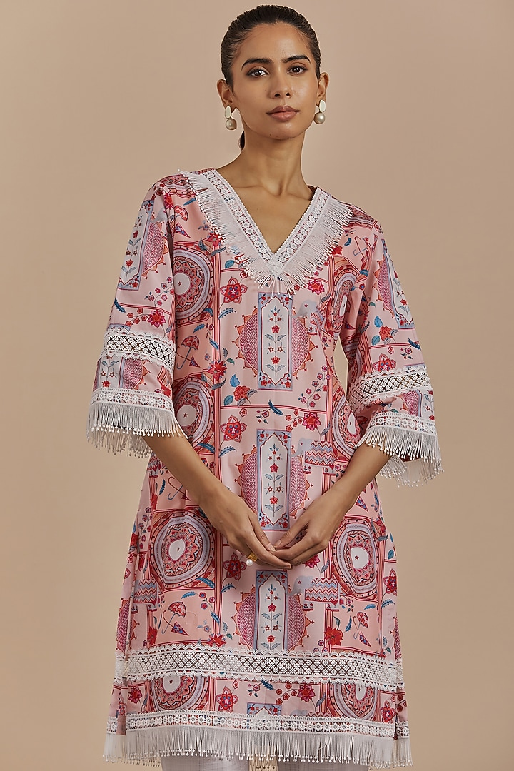 Pink Printed Kurta Set by Sage Saga at Pernia's Pop Up Shop