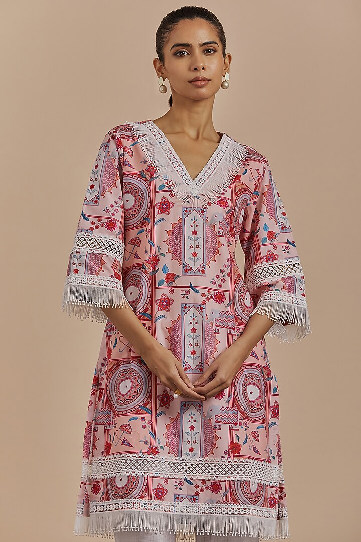 Pink Cotton Printed Kurta by Sage Saga at Pernia's Pop Up Shop