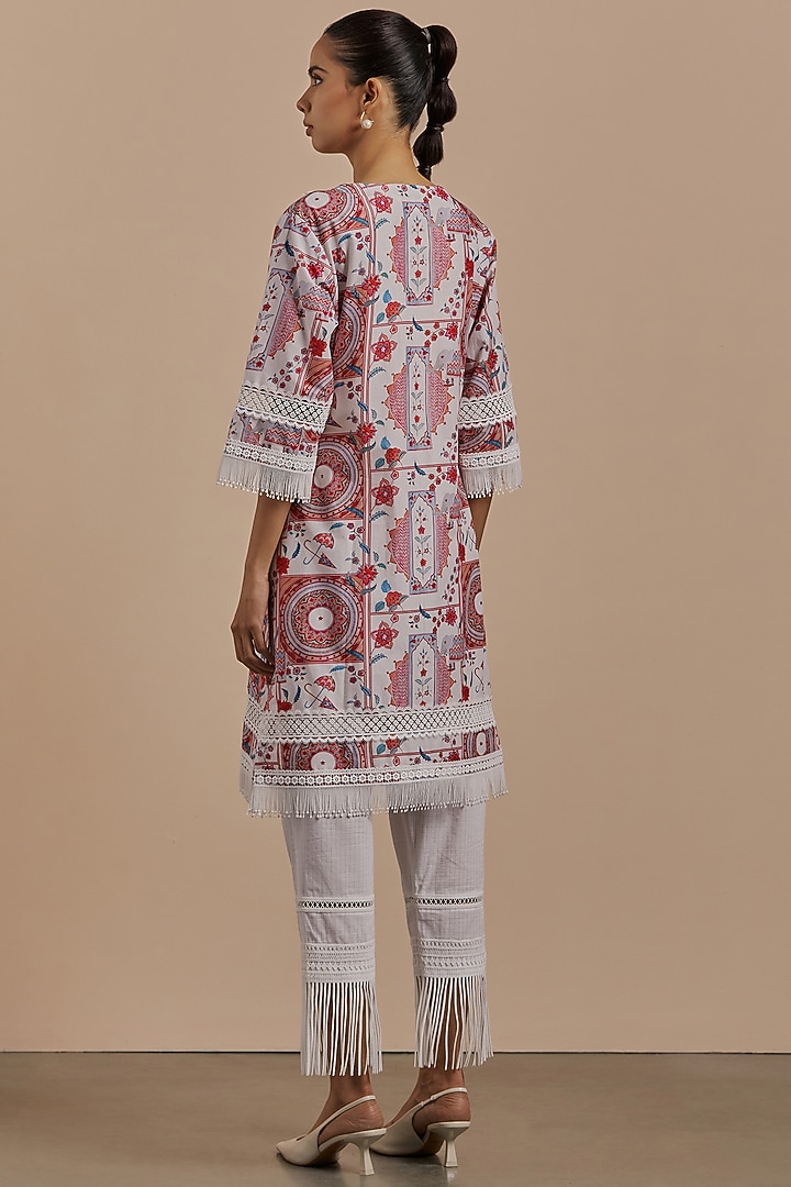 White Printed Kurta Set by Sage Saga at Pernia's Pop Up Shop