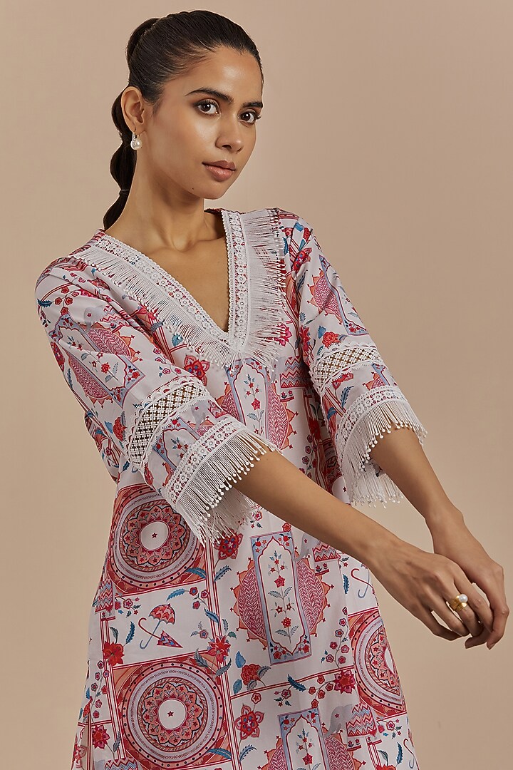White Printed Kurta Set by Sage Saga at Pernia's Pop Up Shop