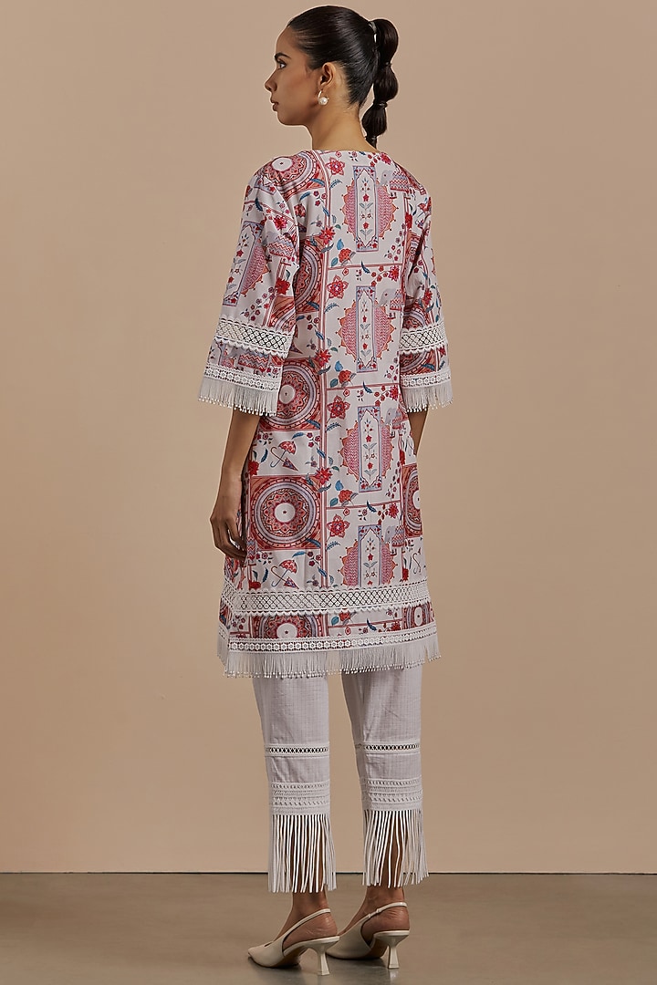 White Cotton Printed Kurta by Sage Saga at Pernia's Pop Up Shop