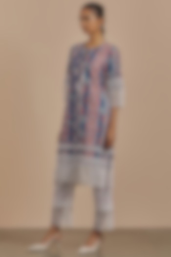 Peacock Blue Cotton Printed Kurta by Sage Saga at Pernia's Pop Up Shop